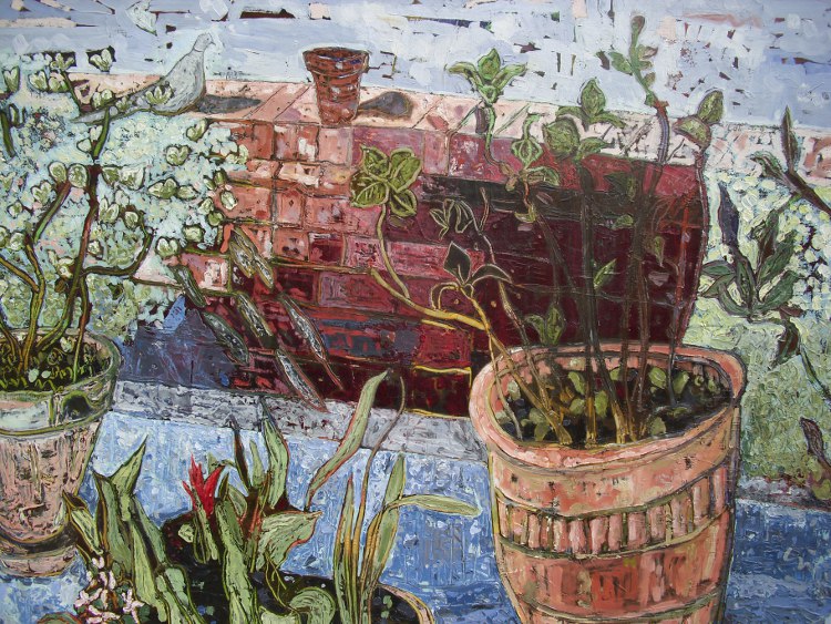 Crimson Wall, oil on canvass, April 2015. 152 x 122cm by Chistopher Good