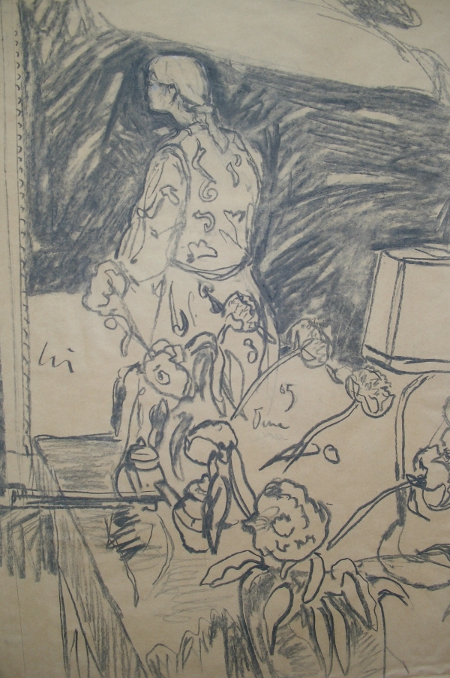 Peonies 2005, Charcoal on Brown Paper, 46 x 64cm by Chistopher Good