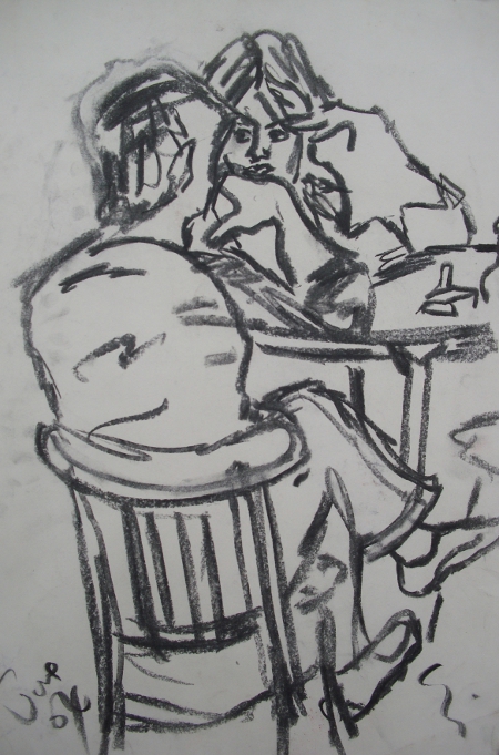  Lets Talk, Wuppertal 2005, Charcoal on Brown Paper<br/>40 x 72cm, 2007 by Chistopher Good