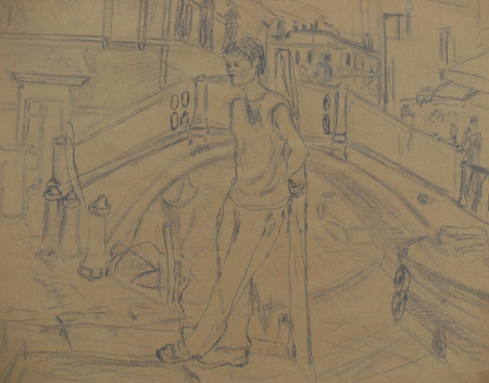 Venice study of student, pencil on paper  by Chistopher Good