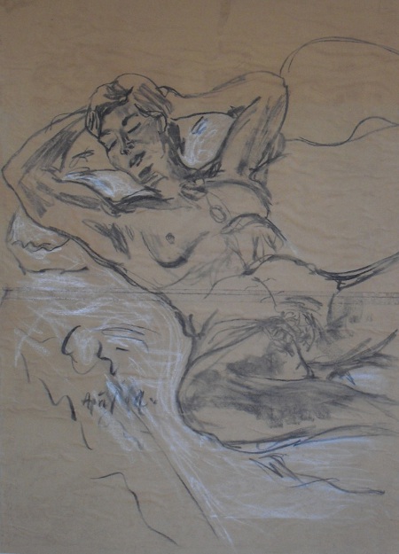 Ose, charcoal on brown paper, 90 x 70cm, 2004, by Chistopher Good